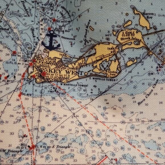NWT Maritime Tribes Key West Nautical Chart Print Tote Bag - Picture 5 of 10